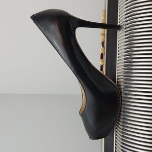 SEXY NINE WEST BLACK LEATHER 4" STILLETO HEELS SZ 6.5